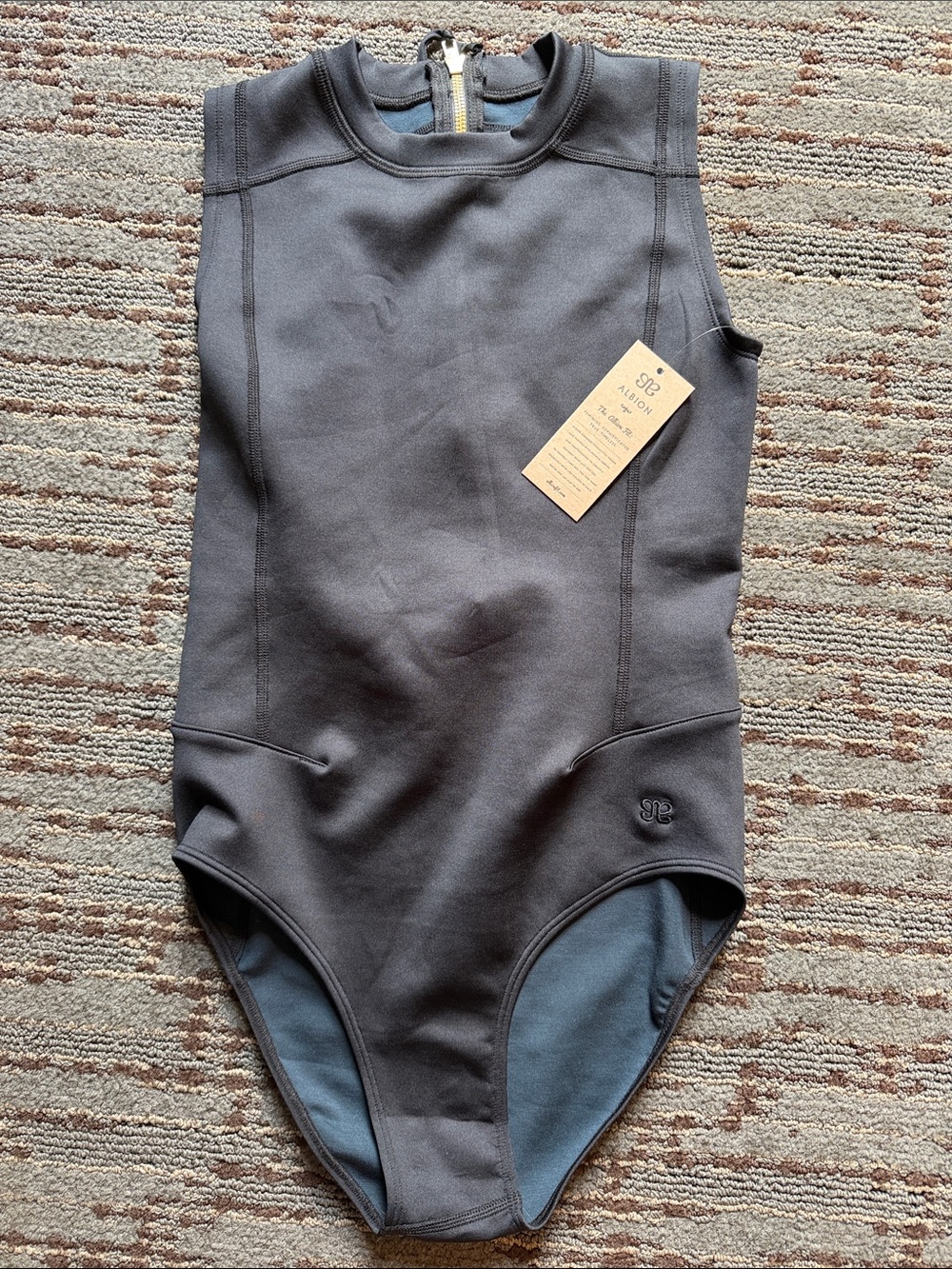 Albion Crush One-Piece Swimsuit — Black with Gold Zipper - Picture 5 of 7